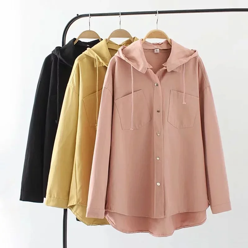 

Large Size Dress 2018 Autumn New Style WOMEN'S Dress Fat Mm Large Pocket Hooded Jacket Coat Versitile Fashion