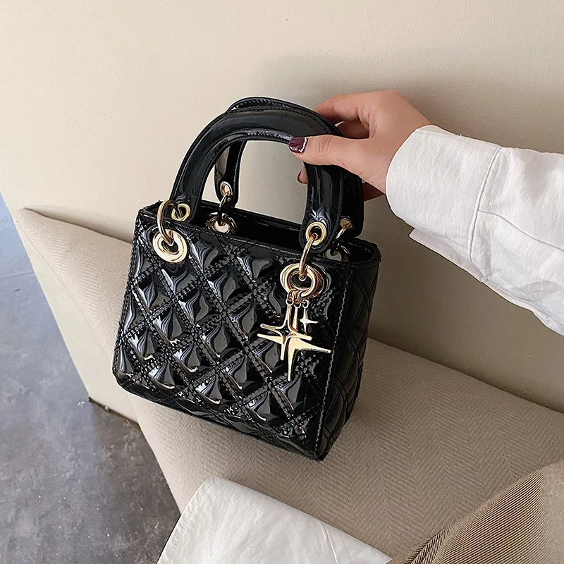 PU Women's Paternt Leather Handbag 2020 New Vintage Luxury Plaid Simple Tote bag Fashion Small Square Crossbody Shoulder Bag | Багаж и