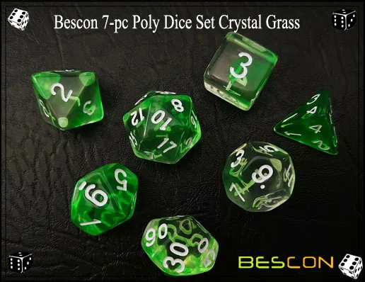 Bescon Crystal Blue 7-ПК разнообразные игральные кости набор, Bescon многогранные игральные кости набор Кристалл синий, румяна, трава, фиолетовый, черный, розовое облако