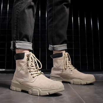 

New men's boots men's long spring waterproof boots motorcycle boots bota masculina men's army fan desert shoes botas hombre boot