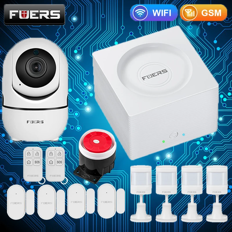 Home Alarm System FUERS G95 Tuya APP Control Wireless WiFi GSM Features Voice Broadcast Language Switched Smart Home System