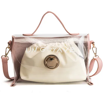 

2018 New Fashion Woman's Clutch Hand Bag Big Capacity Transparent Mother Child Package Korean Version Single Shoulder Lady's Bag