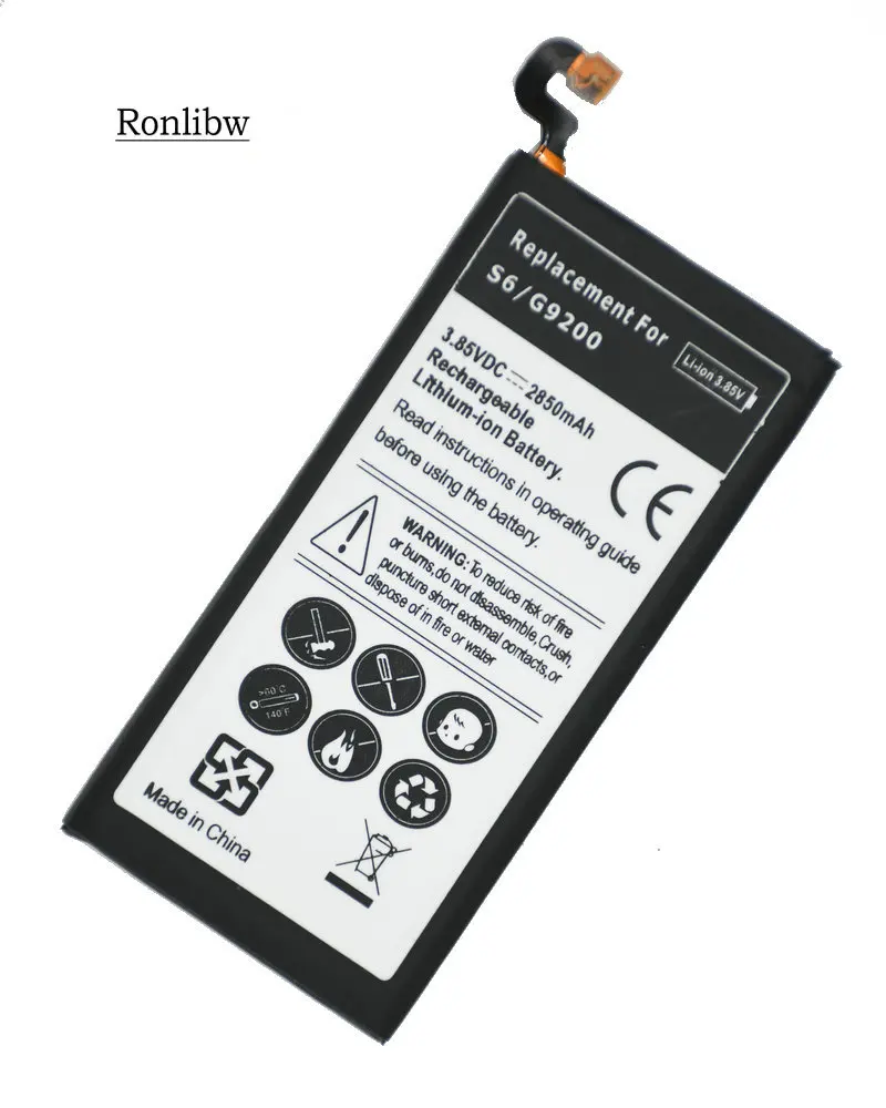 Ronlibw 5 шт. 2850 мА/ч, EB-BG920ABE Замена Батарея для Samsung Galaxy S6 G9200 G920f G920i G920A G925S G920K G920L G920S