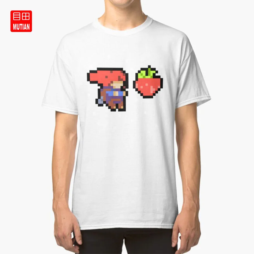 Celeste T-Shirt celeste madeline video game steam indie tower fall strawberry pixel sprite girl | Мужская одежда