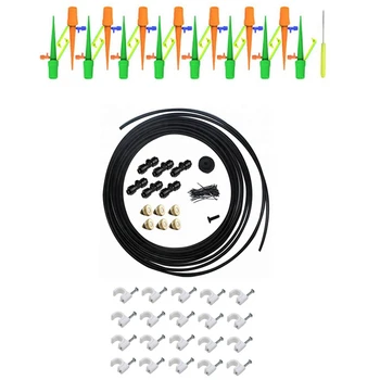 

2 Sets Garden Accessories: 1 Set 15 Pcs Self Plant Watering Spikes & 1 Set DIY Spray Mist Cooling System 49 Feet (15M)