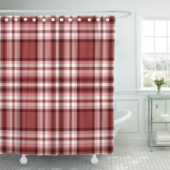 

Tartan Plaid Pattern Checkered in Stripes of Dark Moderate Shower Curtain Waterproof Polyester Fabric 72 x 72 Inches Set