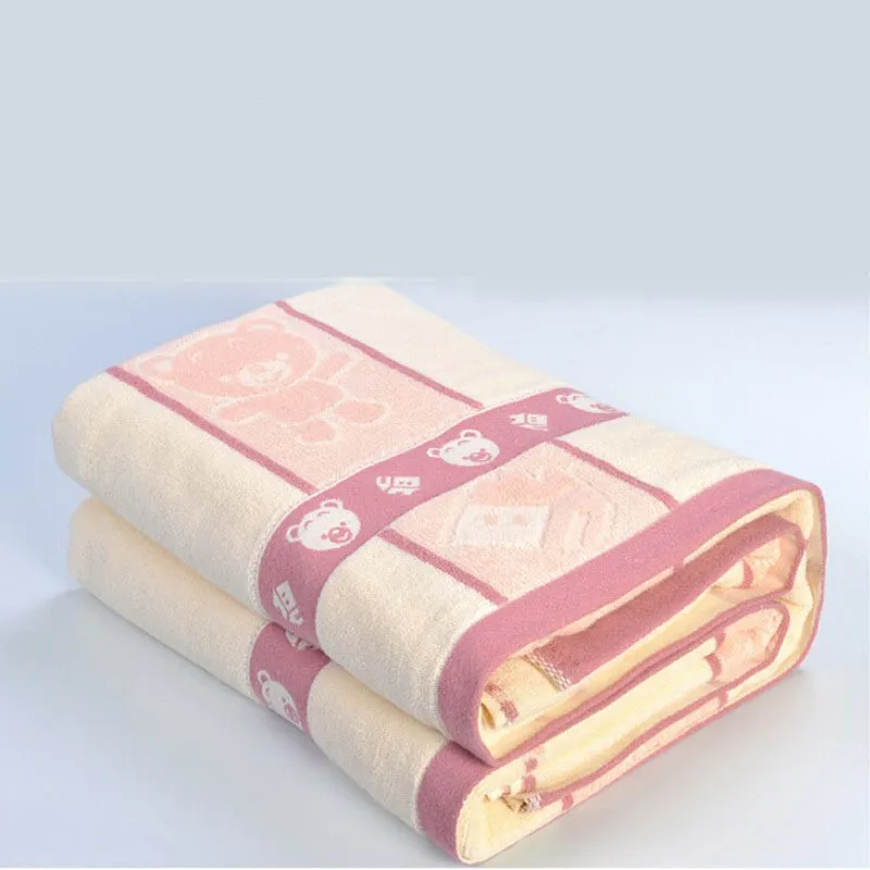 Cotton Towel Quilt Jacquard 32-strand Thickened Enlarged Towel Quilt Apple Little Bear Adult Towel Blanket Comfortable and Soft