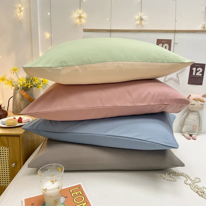2pcs Color Pillow Cases Solid Color 100 Polyester Pillowcases Brief