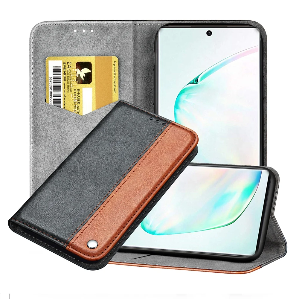 

Vintage For Galaxy Note 10 Plus Case Stitching Leather Wallet Cover For Samsung Note 10 Protection Note 10 + 5G