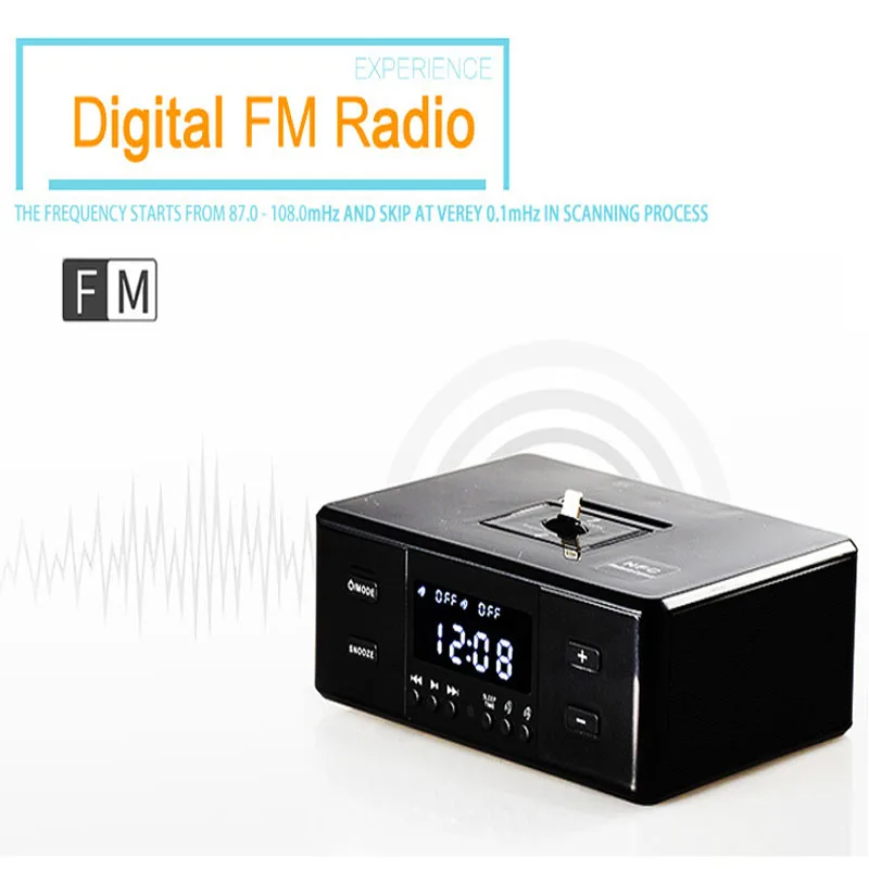 Wireless Bluetooth Speaker Alarm Clock Radio Hotel Room Bedside Electronic Alarm Clock Radio Rotating Charging Base Speaker FM