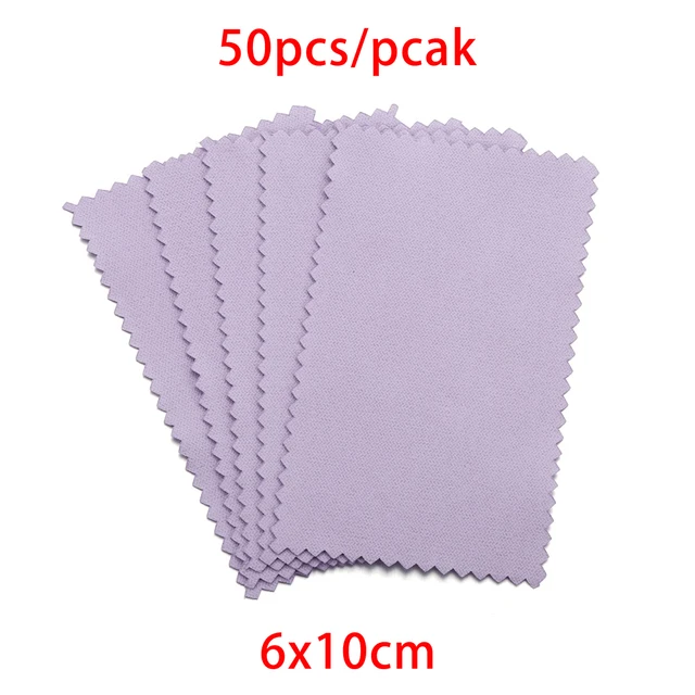 10-50pcs Polish Polishing Cloth Silver Color Cleaning  Polishing Cloth Soft Clean Wipe Wiping Cloth For Silver Gold Jewelry Tool Purple 6x10cm 50Pcs