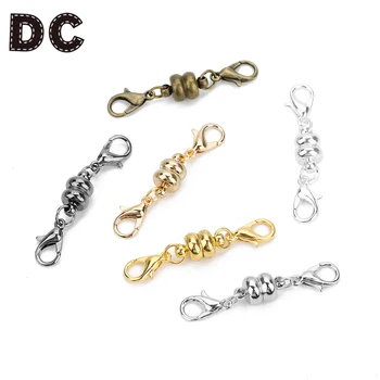 

10set/lot 38*7mm Round Chain Cord End Fastener Lobster Clasps for Bracelets Copper Magnetic Clasps Connectors DIY Jewelry