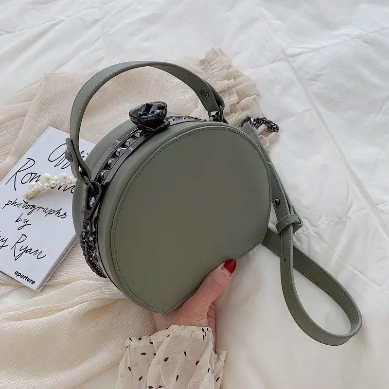 

INS Fashion Small Fresh Versatile Textured Chain Small round Bag 2020 Summer New Style Western Style Korean-style Shoulder Bag F