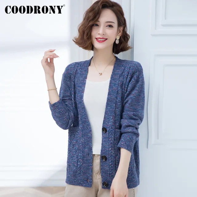 $34.5 COODRONY Brand Sweater Woman Autumn Winter Thick Warm Cardigans Female Streetwear Fashion Knitted Casual Women's Clothing W1015