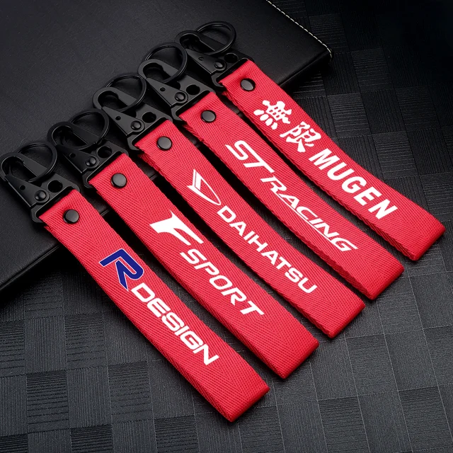Car 1PCS Riband Key Chain Key Ring Lanyard For TRD TOYOTA C-HR RAV4 Yaris Camry Land Cruiser Avalon Highlander Mirai Prado Red Ribbon Keyring