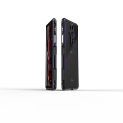 Luxury Metal Aluminum Shockproof Bumper Case for Song Xperia Pro I (Purple-black)