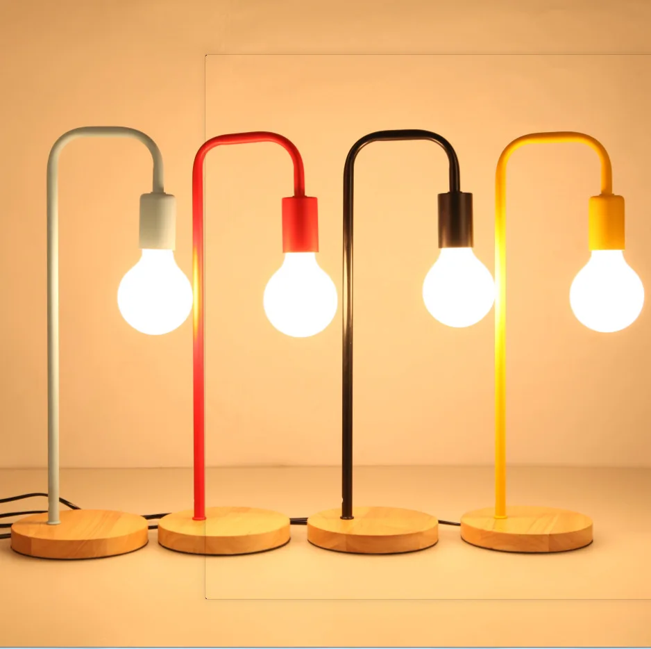 Modern Bedroom Concise Wooden Desk Lamp Originality Northern