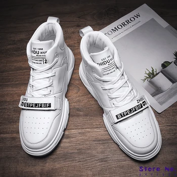 

2019 new spring men shoes sneakers fashion casual high top shoes hip hop white thick sole shoes mens comfortable lightweight