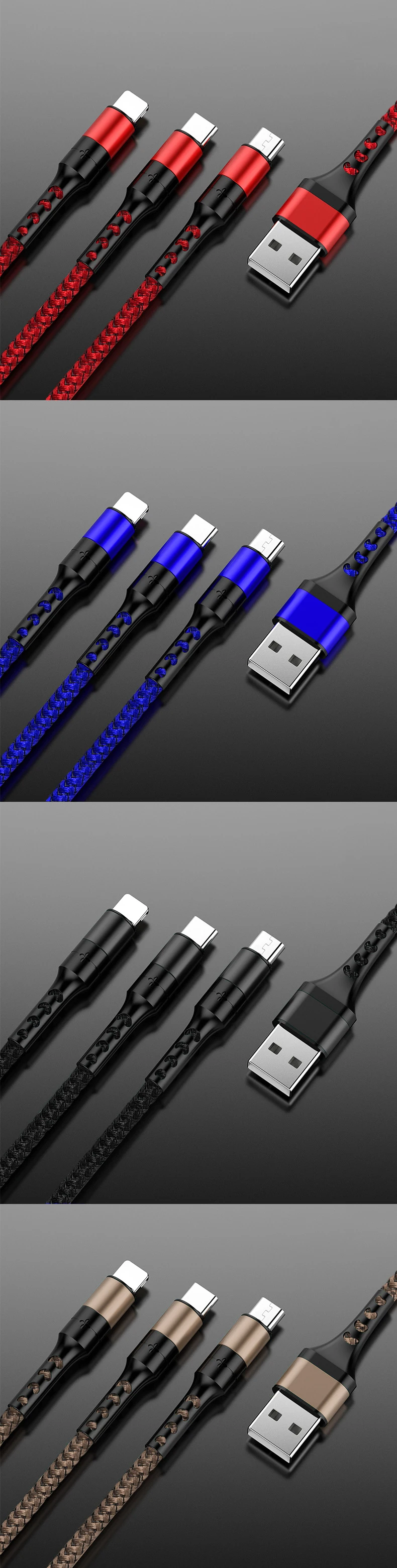 5A 3 в 1 нейлоновый USB кабель type-C mi cro USB супер зарядное устройство kable для Iphone 11 xiaomi mi 10 huawei USB кабель передачи данных для быстрой зарядки