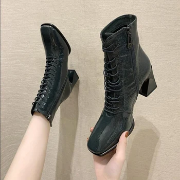 

Ankle Boots Women Boots Women Shoes Woman Fashion High-Heeled Short Boots Retro 2020 Winter New Short Fur Warm Short Boots D601