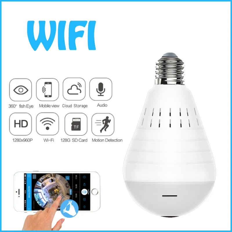 Мини-камера наблюдения с лампочкой 360 беспроводная Wi-Fi двусторонняя аудиосвязь |