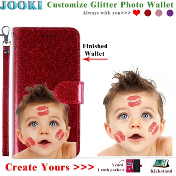 

s6 edge pink Glitter Case Bling Personalized Photo Leather Wallet For Samsung Galaxy S6edge Plus Flip Leather Cover