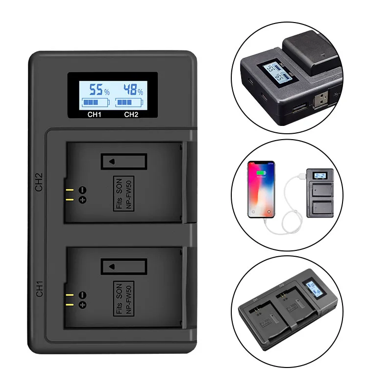 PUENDI NP-FW50 Camera Battery Charger for Sony A6000, A6500, A6300, A7, A7II, A7RII, A7SII, A7S, A7S2, A7R, A7R2, A5100, RX10 fossil sport smartwatch charger Chargers