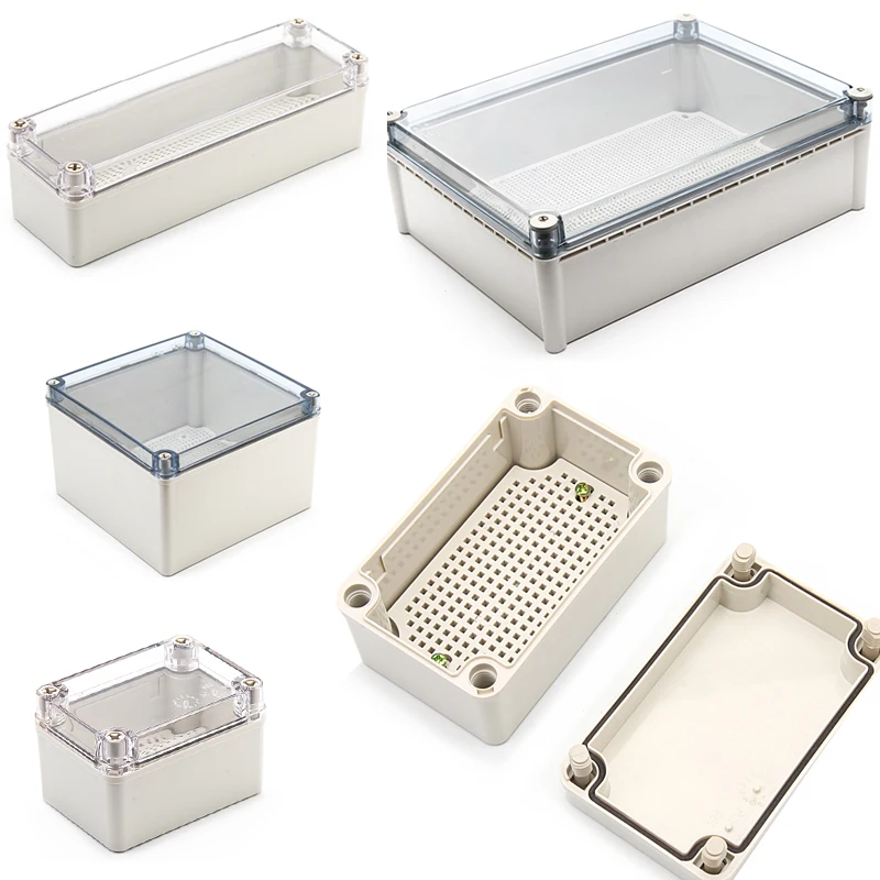 Caja de proyecto electrónica impermeable carcasa de plástico ABS carcasa gris/transparente