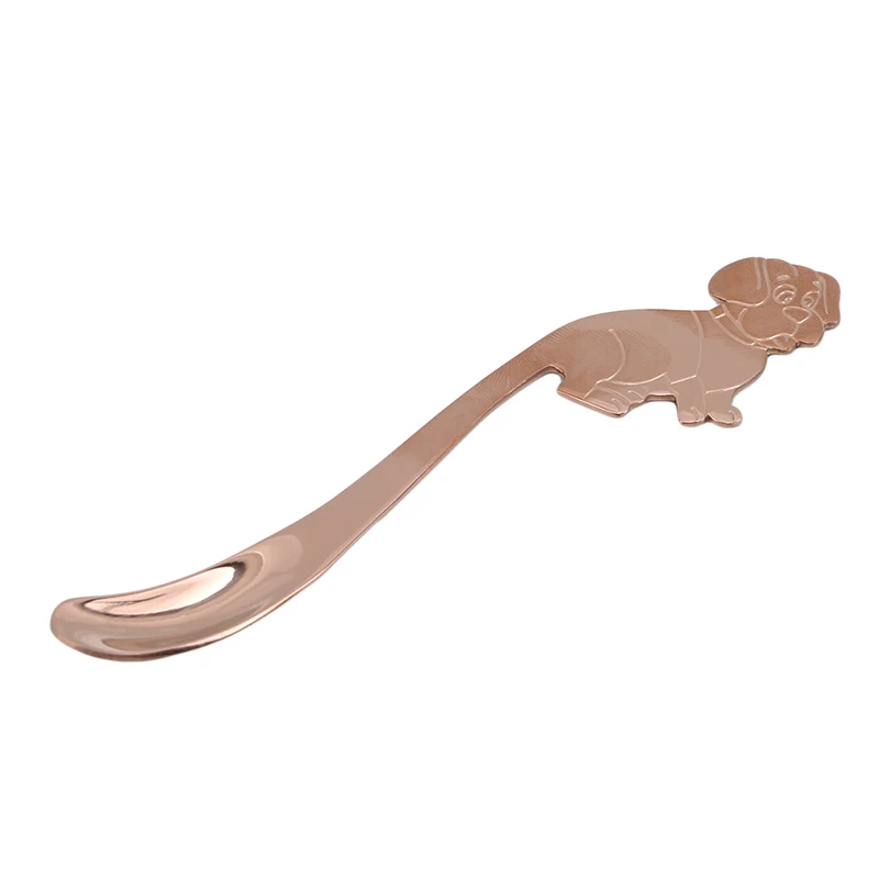 Rose gold Милая собачка с длинной ручкой, латте, ложки для льда, кофе, риса, ложка, Креативные кухонные аксессуары из нержавеющей стали - Цвет: Rose gold