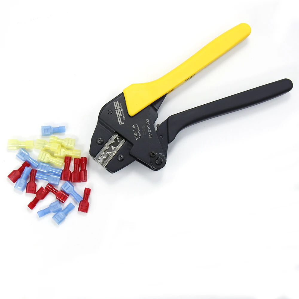 

Ratchet type crimping pliers VSB-10A Cold press quick connect clamp Labor saving German style Crimping range 0.5-10mm2