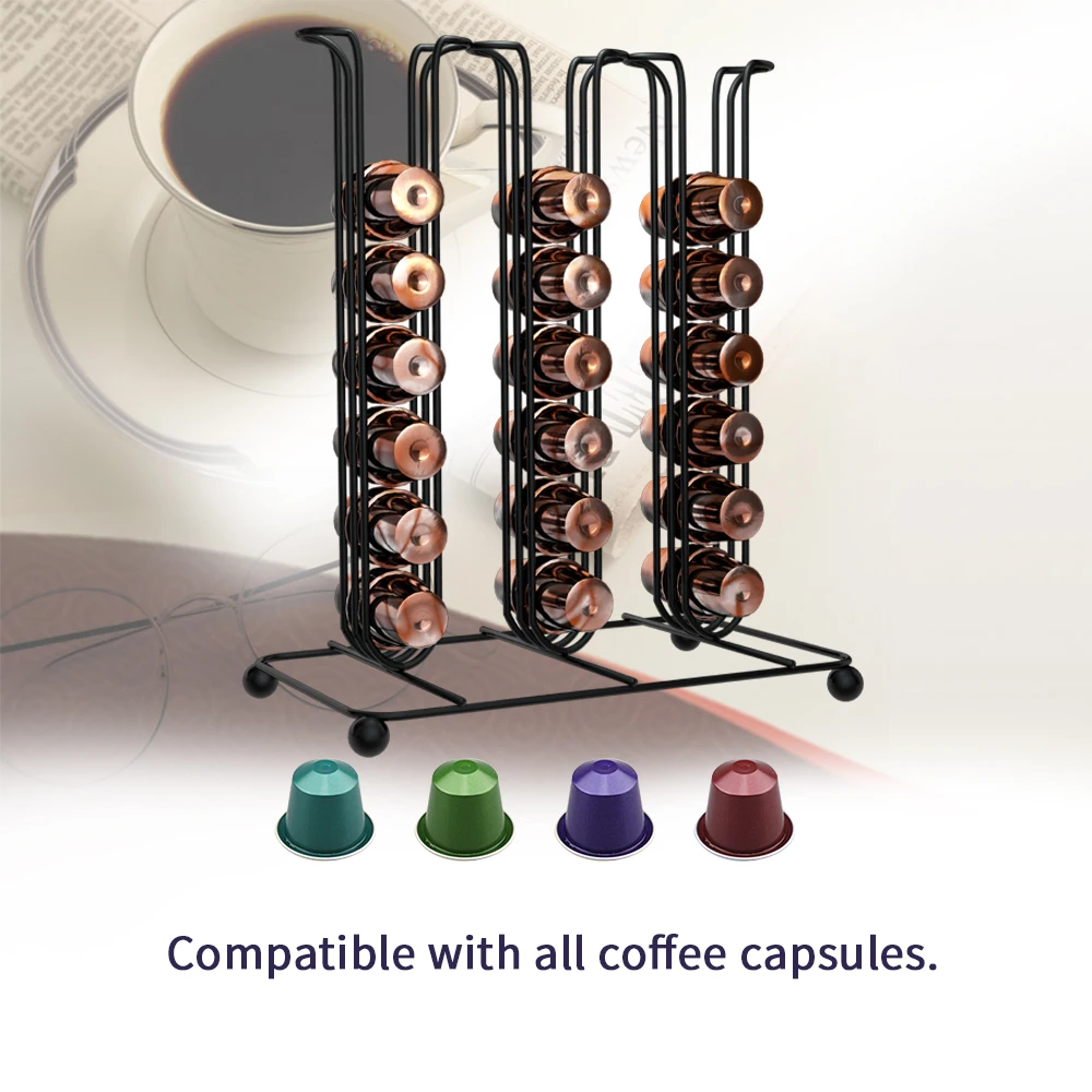 42 Table Bedroom Living Room Capsule Coffee Pod Holder Tower Stand Rack Storage Metal Black Shelve Organizer Tool