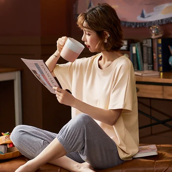 

7708# Summer Casual Thin Cotton Maternity Nursing Sleepwear Lacation Mother Breastfeeding Pajamas Pregnancy Sleep Lounge Wear