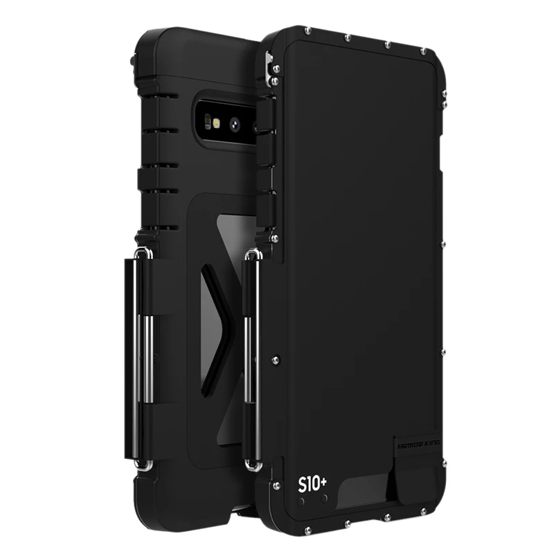 

ARMOR KING Luxury Stainless Steel Metal Flip Protective Shockproof Case Heavy Duty Cover for Samsung Galaxy S10 Plus