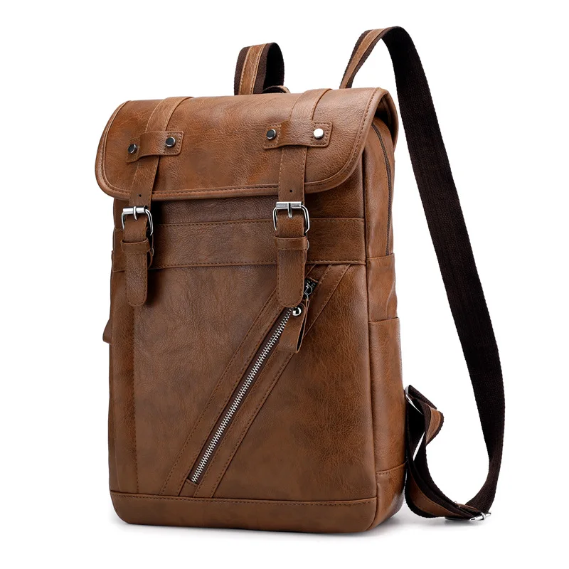 Школьные сумки от кражи mochila hombre, водонепроницаемые, для путешествий, в винтажном стиле, для ноутбука, черный кожаный рюкзак для мужчин, дизайнерские, повседневные, sac a dos - Цвет: Khaki Backpack
