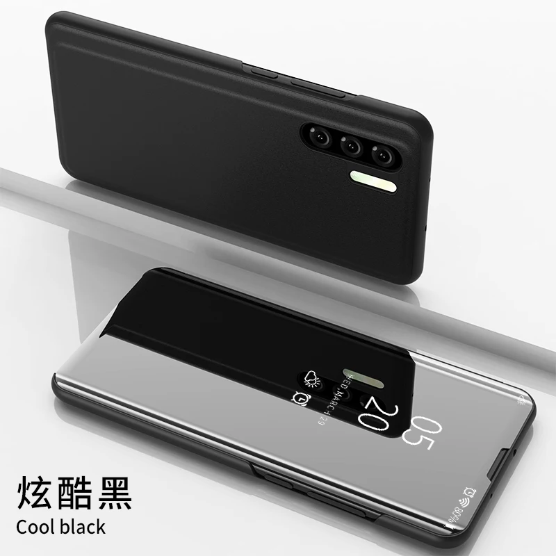 Умный прозрачный флип-чехол для huawei P30 P20 Lite Pro mate 20 10 Pro Lite 20X9 P9 P10 Plus чехол для телефона роскошный защитный чехол s - Цвет: Черный