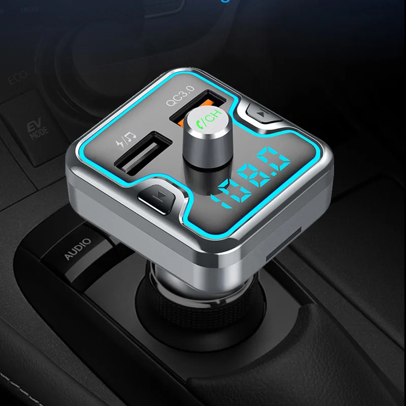 YASOKRO беспроводной громкой связи Bluetooth автомобильный комплект автомобильный аудио mp3-плеер с двойной зарядное устройство USB type-c Быстрая зарядка fm-передатчик - Название цвета: Черный