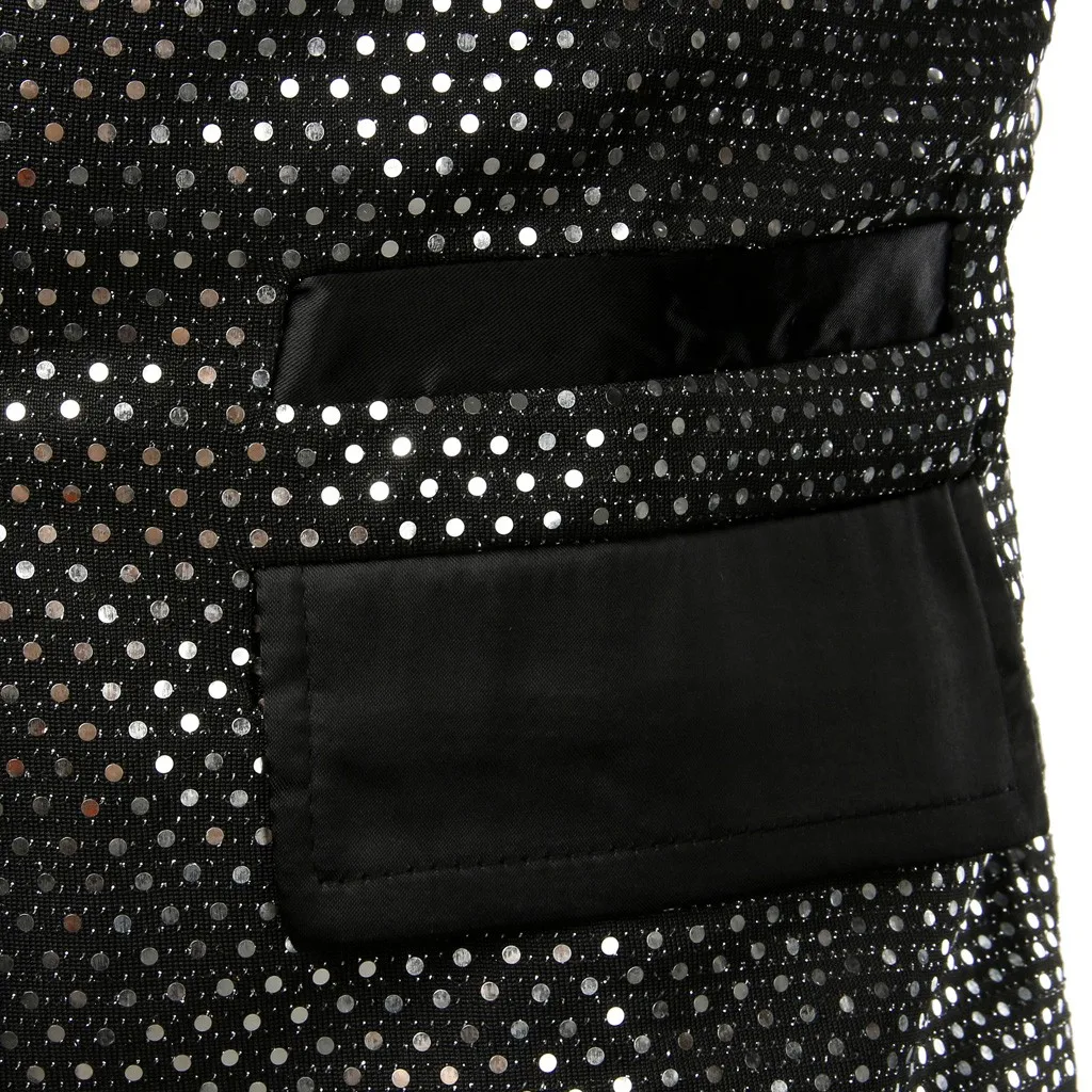 FREE OSTRICH Men Jacket Men's Sequins Patchwork Causal Long Sleeve Coat Jacket Outwear Men's jacket Sequined jacket
