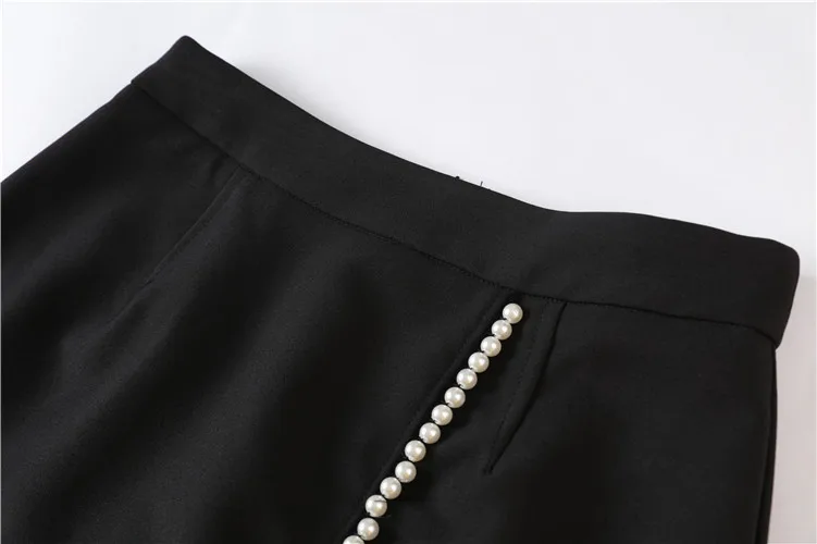 Новинка, черная юбка для знаменитостей fei lady с жемчужным краем, юбка-трапеция с высокой талией, G0858