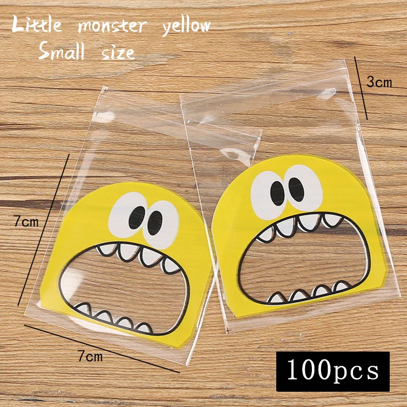 100 шт./лот упаковка печенья на молнии прозрачные маленькие желтые монстры