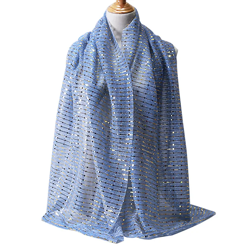 Стиль модные мусульманские хиджабы высокого качества шифон Блестящий люрекс Блестящий плиссированный складчатый шарф женский длинный шарф - Цвет: see chart