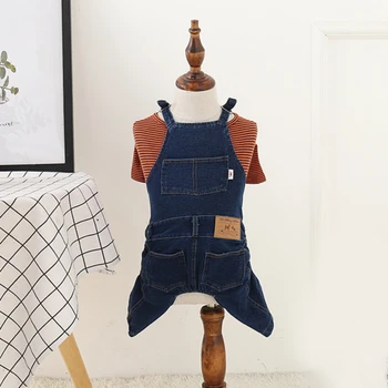 

2020 New Denim Pet Dog Overalls Spring And Summer Puppy Vest Denim Clothes Dog Two-Legged Clothes