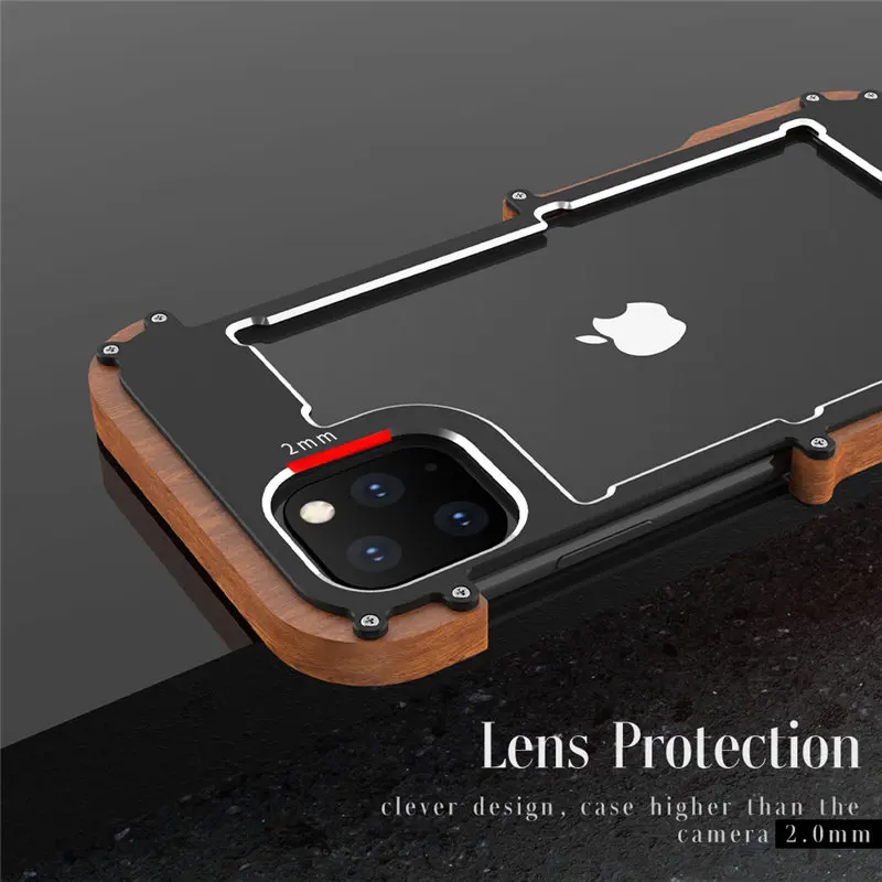 R-Just для iPhone 11 чехол Роскошный Жесткий металлический алюминиевая древесина защитный чехол-бампер для телефона для iPhone 11 Pro Max iPhone11 Pro Чехол