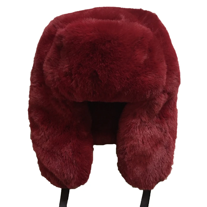 Rabbit Fur Hat Winter Fur Hat Thickened Warmth and Cold-proof Outdoor Cotton Ear Cap Rabbit Fur Cap Earflap Men Snow Caps brown leather bomber hat