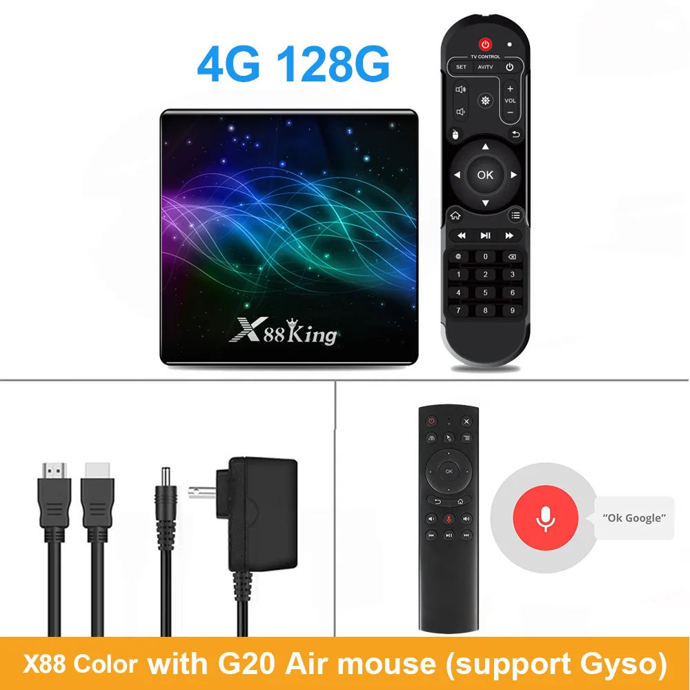 Color X88 king G20 ТВ-приставка LEMADO Amlogic S922X Android 9,0 BT 5,0 4GB 128GB 4K Youtube Netflix Google голосовой помощник X88 King Android tv Box - Цвет: Color X88 king G20