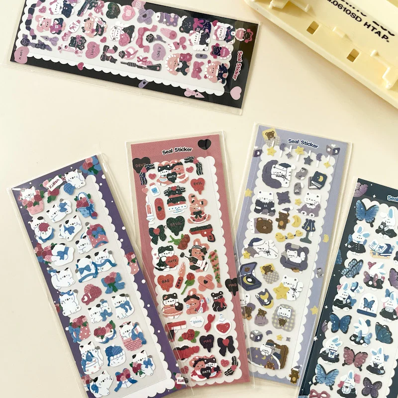 1Pc Cartoon Cat Laser Bling Scrapbook Fun Stickers Confetti Decoration DIY Photo For Journal Diary Album Stationery Sticker