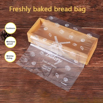 

100Pcs Baking Package Donut Bakery Food Packing Plastic Bag Oilproof Bread Sandwich Bag Wedding Party Favor Packaging Gift Bag