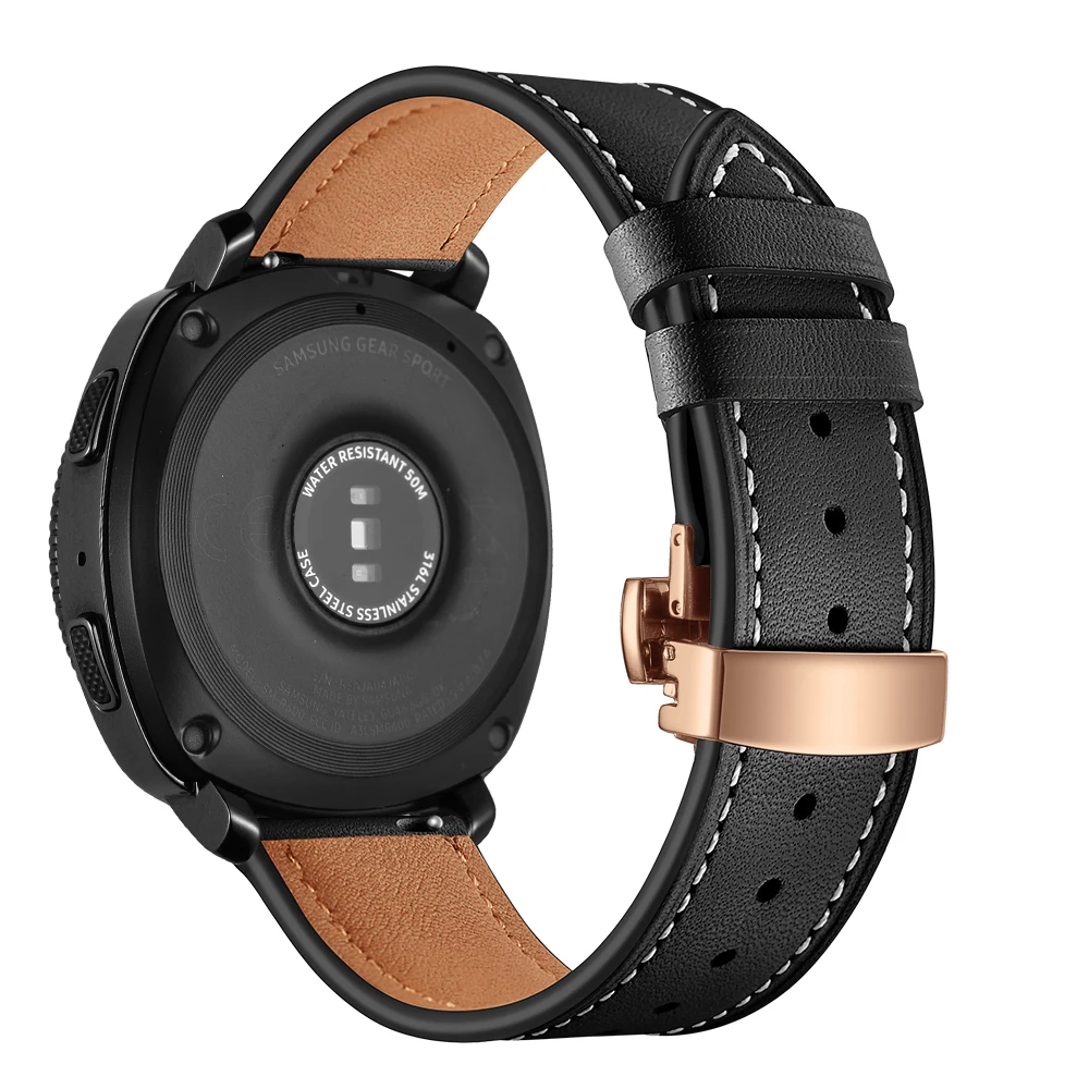 UEBN 20 мм роза застежка-бабочка кожаный ремешок для samsung Galaxy Watch 42 мм активный 2 Браслет ремешок для Шестерни S2 спортивный ремешок для часов