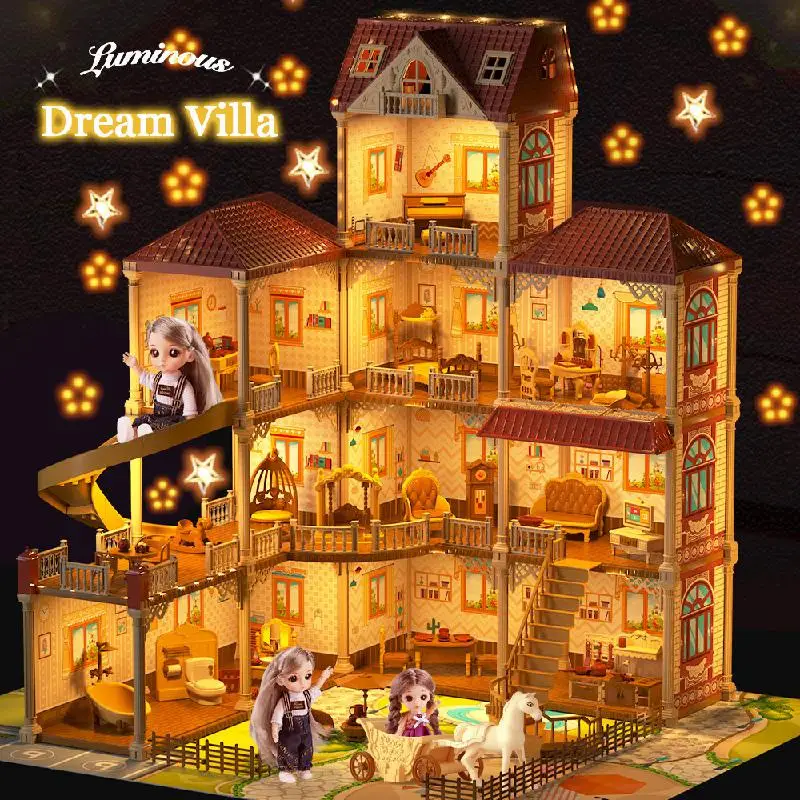 Princess Big Villa DIY Dollhouse Doll House Castle DIY Dollhouse Assembled  Set Pretend Play Toys Birthday Gifts - AliExpress