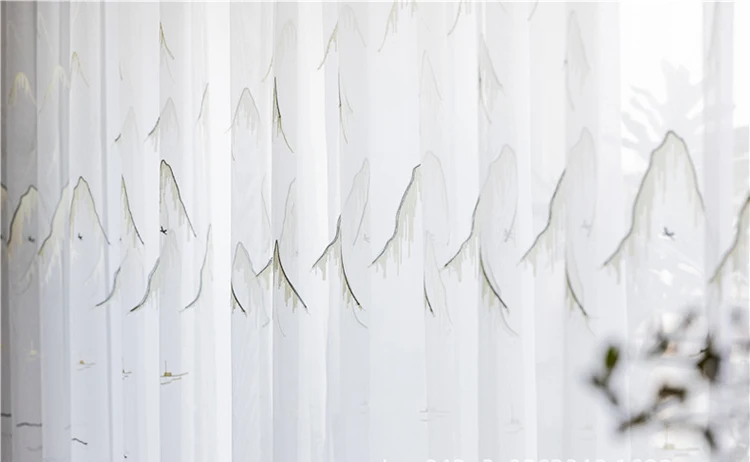 Китайский стиль белый марлевый тюль вышитые шторы ландшафт для гостиной спальни современный отвесный окно законченный Customizatio