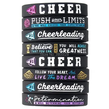 

300pcs Cheerleading Inspirational wristbands silicone bracelets